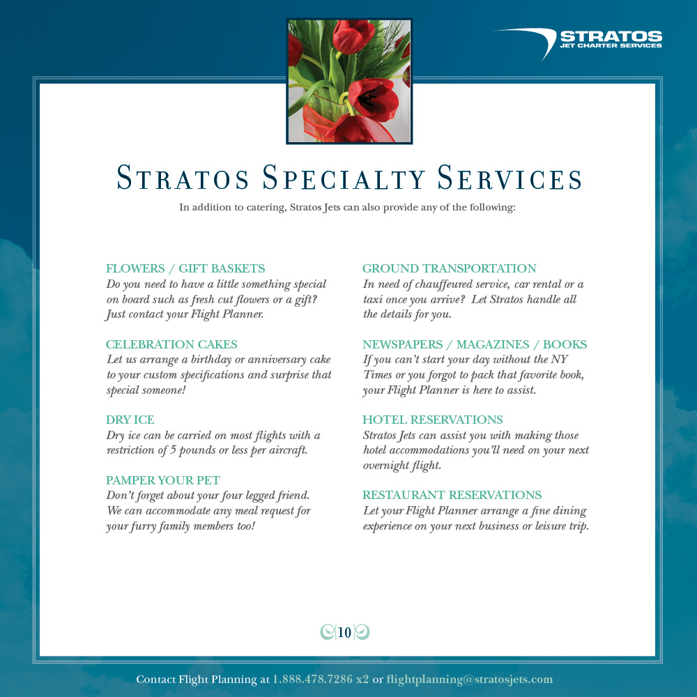 stratos jets catering menu page 10