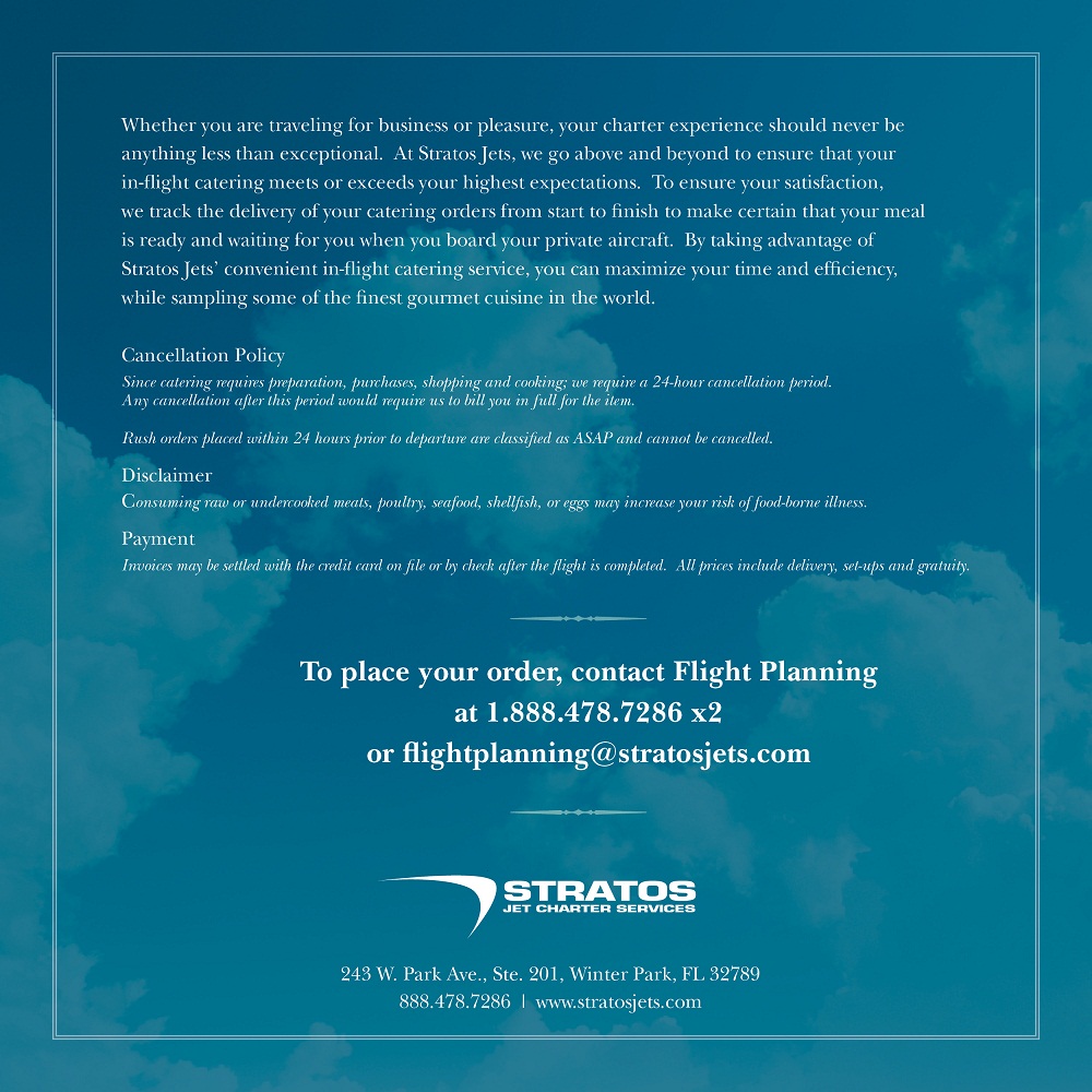 stratos jets catering menu page 11