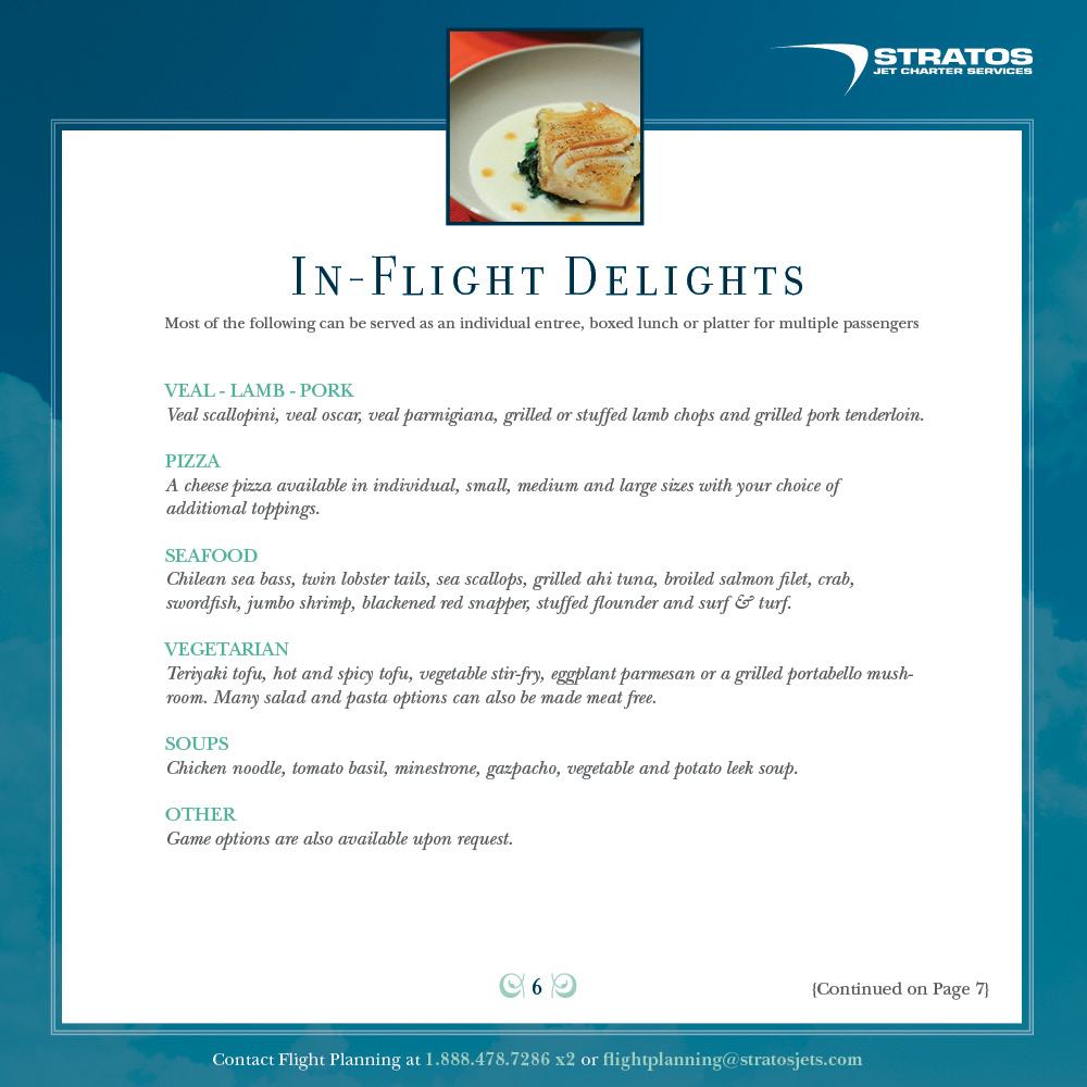 stratos jets catering menu page 6