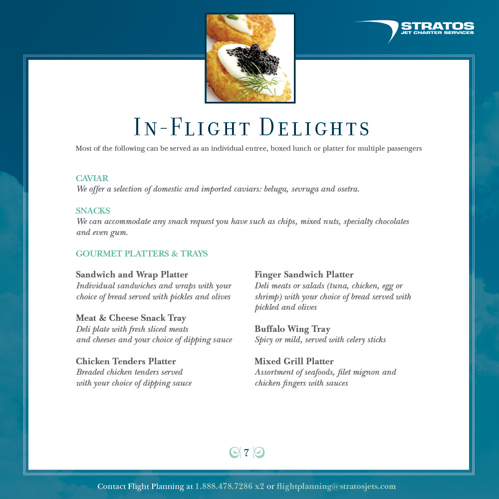 stratos jets catering menu page 7