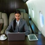 Businesswoman on a private jet