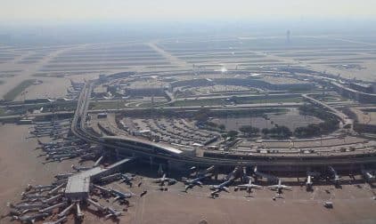 An overhead view of Dallas Fort Worth International Airport.