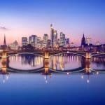 Skyline of Frankfurt Germany at sunset