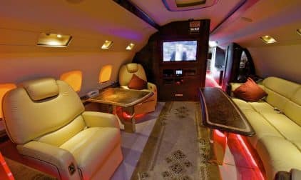 Interior of a private jet