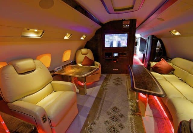 Interior of a private jet